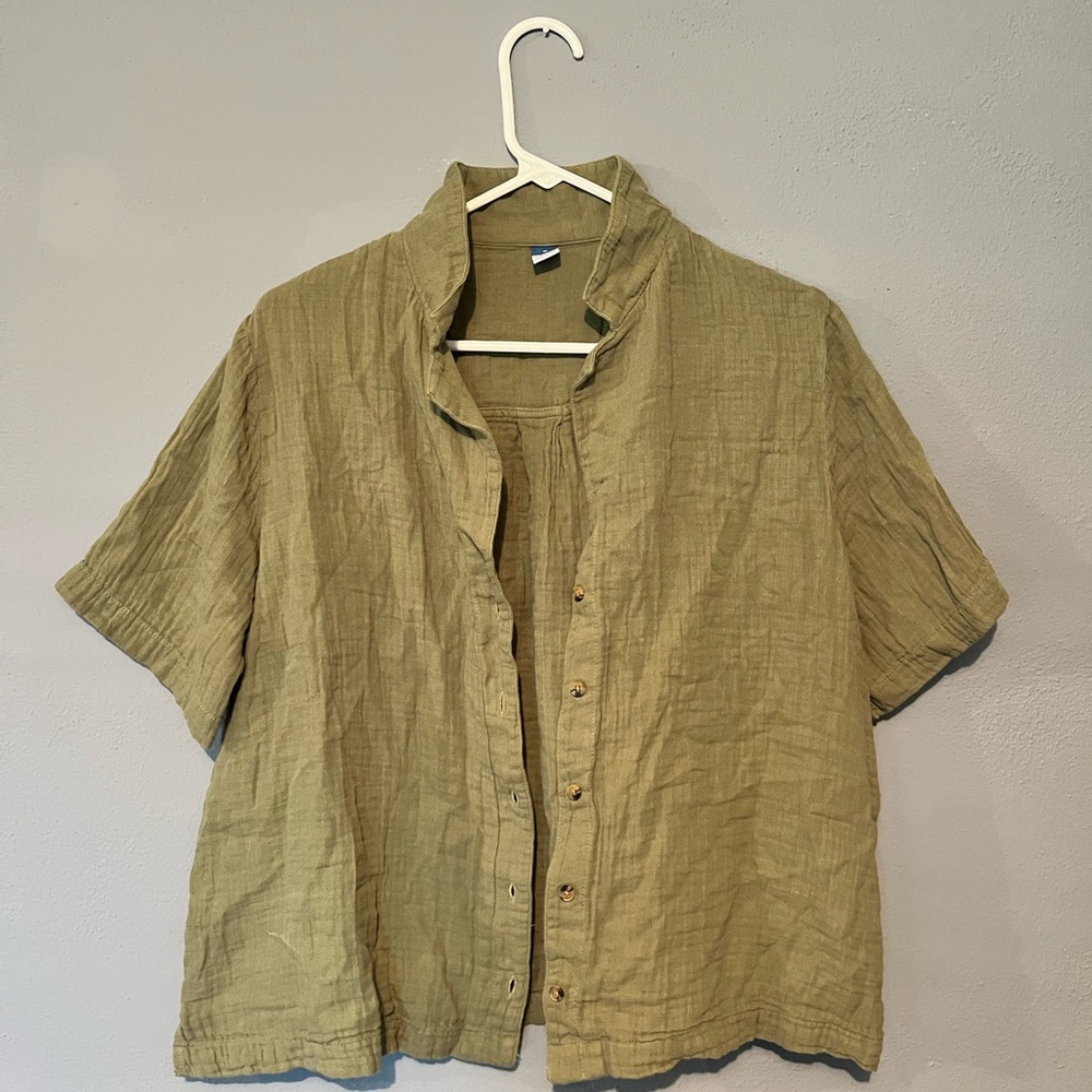 Old Navy Olive Green Button-Up Top
